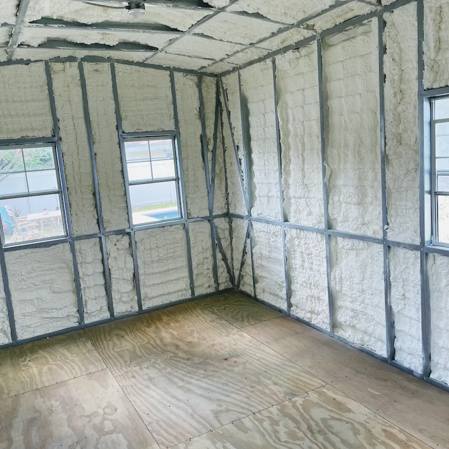 Closed-cell spray foam insulation applied to wall cavities in a residential project in Fergus Falls